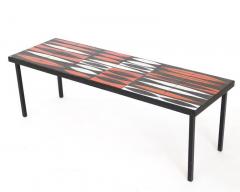 Roger Capron ROGER CAPRON NAVETTE RED ORANGE BLACK AND WHITE FRENCH CERAMIC COFFEE TABLE - 2262201