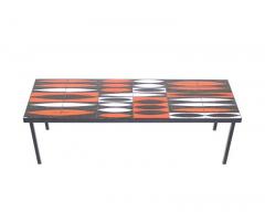 Roger Capron ROGER CAPRON NAVETTE RED ORANGE BLACK AND WHITE FRENCH CERAMIC COFFEE TABLE - 2262209