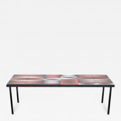 Roger Capron ROGER CAPRON NAVETTE RED ORANGE BLACK AND WHITE FRENCH CERAMIC COFFEE TABLE - 2263699