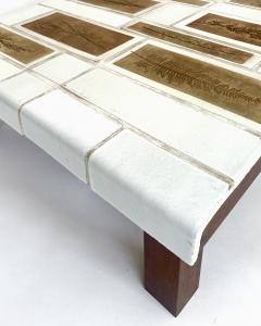 Roger Capron Roger Capron Coffee Table Square White Tiles with Tiles Herbier Wood Base - 4636015