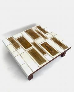 Roger Capron Roger Capron Coffee Table Square White Tiles with Tiles Herbier Wood Base - 4636016