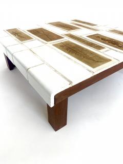 Roger Capron Roger Capron Coffee Table Square White Tiles with Tiles Herbier Wood Base - 4636018