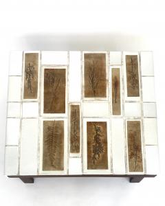 Roger Capron Roger Capron Coffee Table Square White Tiles with Tiles Herbier Wood Base - 4636022