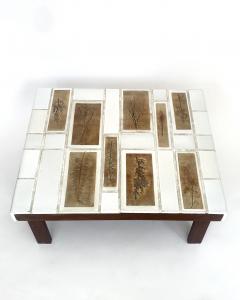 Roger Capron Roger Capron Coffee Table Square White Tiles with Tiles Herbier Wood Base - 4636023