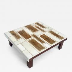 Roger Capron Roger Capron Coffee Table Square White Tiles with Tiles Herbier Wood Base - 4636064