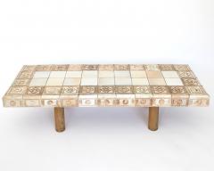 Roger Capron Roger Capron French Ceramic Tile Coffee Table Impressed Patterned Tiles - 4441581
