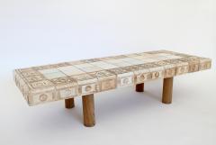 Roger Capron Roger Capron French Ceramic Tile Coffee Table Impressed Patterned Tiles - 4441588