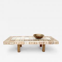 Roger Capron Roger Capron French Ceramic Tile Coffee Table Impressed Patterned Tiles - 4441619