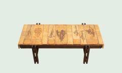 Roger Capron Roger Capron Garrigue Rectangular Coffee Table Ceramic Tile Top France 1970 - 4589235
