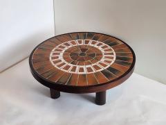Roger Capron Round Ceramic end Table from the Herbiers Series on Wood Legs by Roger Capron - 3178732