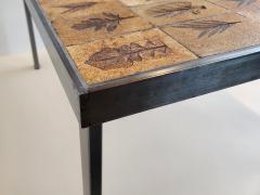 Roger Capron Square End Table Garrigue Brown Ceramic Tiles Dovetail Metal Frame Capron - 3184117