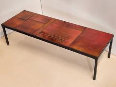 Roger Capron Vintage Coffee Table with Ceramic Lava Tiles on a Metal Frame by Roger Capron - 3183210