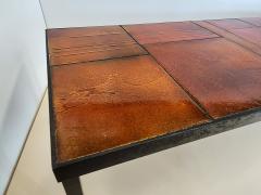 Roger Capron Vintage Coffee Table with Ceramic Lava Tiles on a Metal Frame by Roger Capron - 3183215