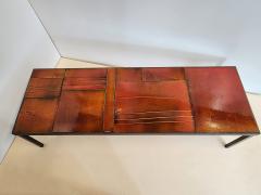 Roger Capron Vintage Coffee Table with Ceramic Lava Tiles on a Metal Frame by Roger Capron - 3183218