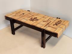 Roger Capron Vintage Coffee Table with Garrigue Tiles on Wood Frame by Roger Capron - 3183239