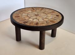 Roger Capron Vintage Round Side Table with Garrigue Tiles on Wood Frame by Roger Capron - 3178716