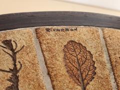 Roger Capron Vintage Round Side Table with Garrigue Tiles on Wood Frame by Roger Capron - 3178719
