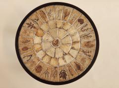 Roger Capron Vintage Round Side Table with Garrigue Tiles on Wood Frame by Roger Capron - 3178720