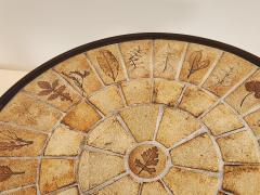 Roger Capron Vintage Round Side Table with Garrigue Tiles on Wood Frame by Roger Capron - 3178721
