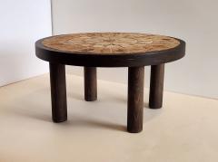 Roger Capron Vintage Round Side Table with Garrigue Tiles on Wood Frame by Roger Capron - 3178723