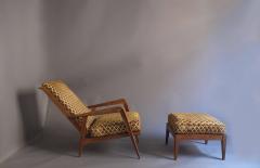 Roger Landault Pair of French 1950s Adjustable Armchairs and an Ottoman by Roger Landault - 395826
