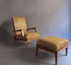 Roger Landault Pair of French 1950s Adjustable Armchairs and an Ottoman by Roger Landault - 395827