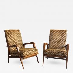 Roger Landault Pair of French 1950s Adjustable Armchairs and an Ottoman by Roger Landault - 397496