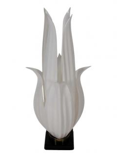Roger Rougier Mid Century Modern Black and White Flower Form Acrylic Table Lamp by Rougier - 2468457