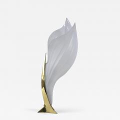 Roger Rougier Modernist Acrylic Brass Table Lamp or Floor Light by Maison Rougier 1970s - 4601344
