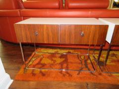 Roger Rougier Pair of Rougier Rosewood Two Drawer Chrome Base Nightstands Mid Century Modern - 1550129