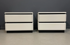 Roger Rougier Post Modern 1980s Lacquered White Nightstands W Rubber Accents by Roger Rougier - 2580816