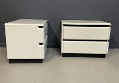 Roger Rougier Post Modern 1980s Lacquered White Nightstands W Rubber Accents by Roger Rougier - 2580818