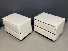 Roger Rougier Post Modern 1980s Lacquered White Nightstands W Rubber Accents by Roger Rougier - 2580820