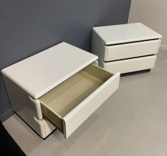 Roger Rougier Post Modern 1980s Lacquered White Nightstands W Rubber Accents by Roger Rougier - 2580840