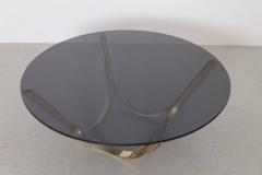 Roger Sprunger Brass and Smoked Glass Coffee Table by TriMark circa 1971 - 538829