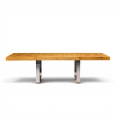 Roger Sprunger Roger Sprunger for Dunbar Burlwood Chrome Expanding Dining Table with 2 Leaves - 4704311