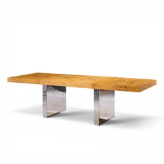 Roger Sprunger Roger Sprunger for Dunbar Burlwood Chrome Expanding Dining Table with 2 Leaves - 4704313