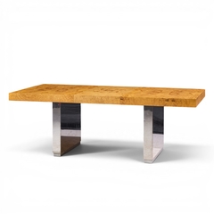 Roger Sprunger Roger Sprunger for Dunbar Burlwood Chrome Expanding Dining Table with 2 Leaves - 4704322