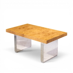 Roger Sprunger Roger Sprunger for Dunbar Burlwood Chrome Expanding Dining Table with 2 Leaves - 4704324