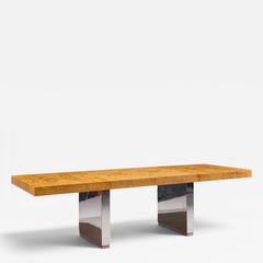 Roger Sprunger Roger Sprunger for Dunbar Burlwood Chrome Expanding Dining Table with 2 Leaves - 4705607