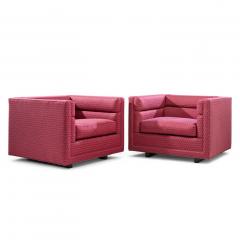 Roger Sprunger Roger Sprunger for Dunbar Mid Century Channel Cube Lounge Chairs Pair - 4382245