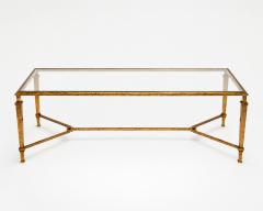 Roger Thibier Large coffee table in gilded iron by Robert Thibier Paris France circa 1960 - 4709276
