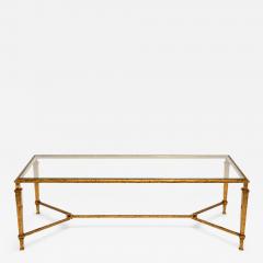 Roger Thibier Large coffee table in gilded iron by Robert Thibier Paris France circa 1960 - 4714405