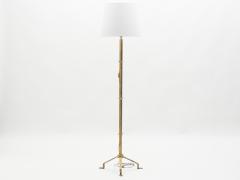 Roger Thibier Mid century Roger Thibier gilt wrought iron gold leaf floor lamp 1960s - 1054875