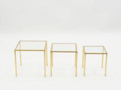 Roger Thibier Mid century Roger Thibier gilt wrought iron gold leaf nesting tables 1960s - 1025539