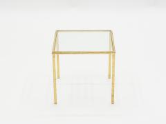 Roger Thibier Mid century Roger Thibier gilt wrought iron gold leaf nesting tables 1960s - 1025559