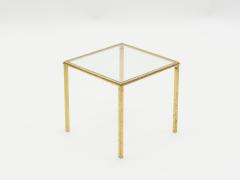 Roger Thibier Mid century Roger Thibier gilt wrought iron gold leaf nesting tables 1960s - 1025562