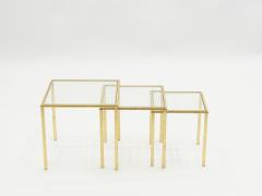 Roger Thibier Mid century Roger Thibier gilt wrought iron gold leaf nesting tables 1960s - 1025565