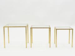 Roger Thibier Mid century Roger Thibier gilt wrought iron gold leaf nesting tables 1960s - 1025567