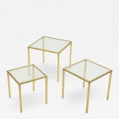 Roger Thibier Mid century Roger Thibier gilt wrought iron gold leaf nesting tables 1960s - 1029028